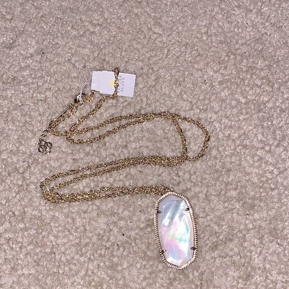 Kendra Scott long pendant necklace with white stone gold chain - Picture 2 of 3